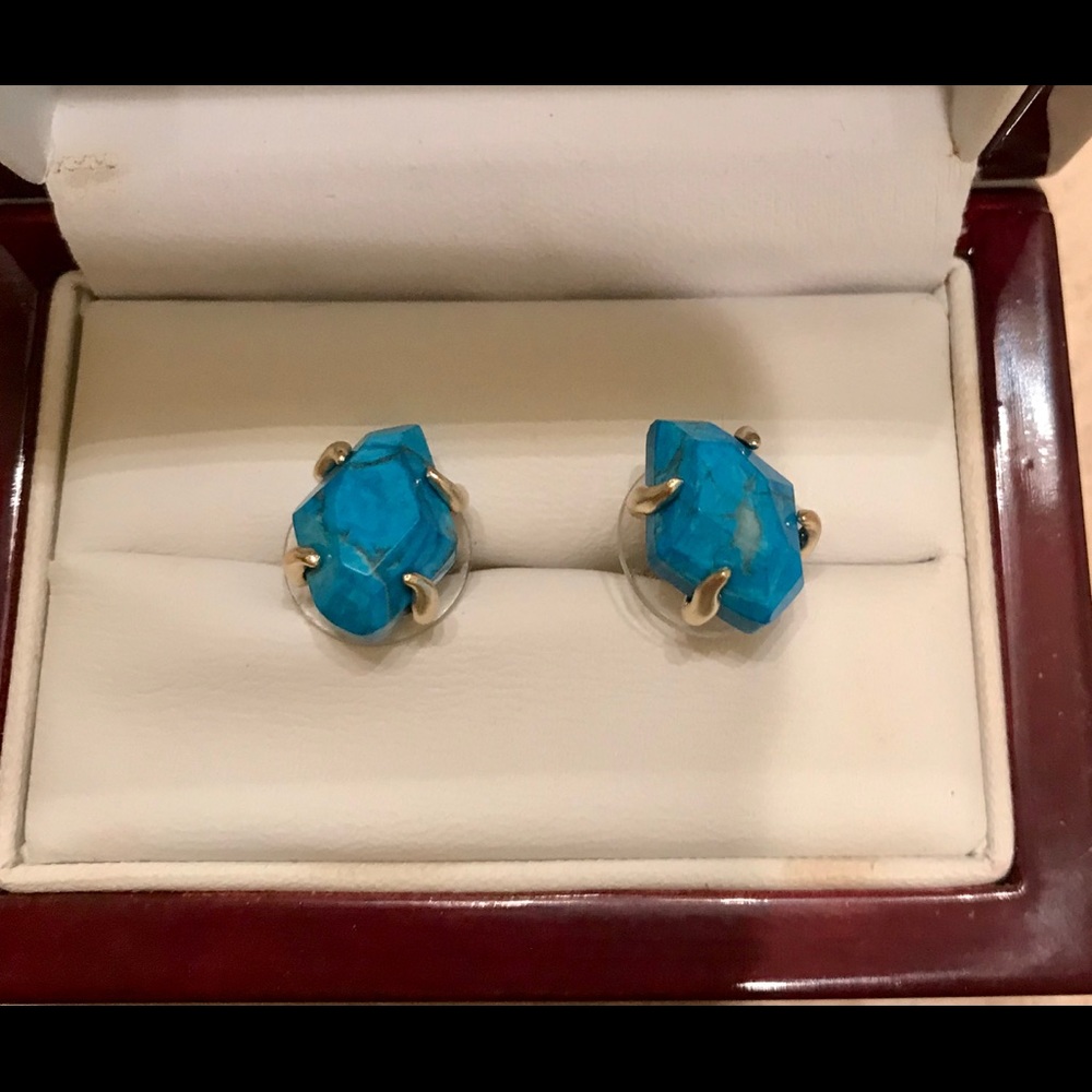 Kendra Scott earrings. Turquoise and gold.